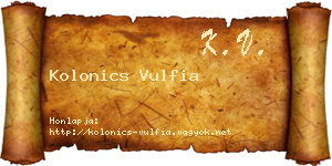 Kolonics Vulfia névjegykártya